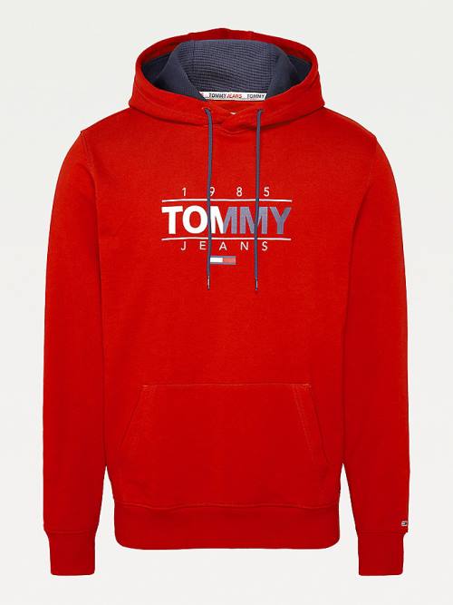 Tommy Hilfiger Essential Graphic Kapüşonlu Sweatshirt Erkek Kırmızı | TH193RAZ