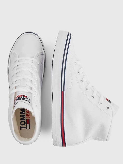 Tommy Hilfiger Essential High-Top Kanvas Spor Ayakkabı Kadın Beyaz | TH513TNE