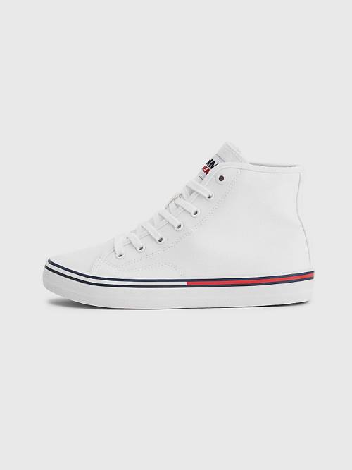 Tommy Hilfiger Essential High-Top Kanvas Spor Ayakkabı Kadın Beyaz | TH513TNE