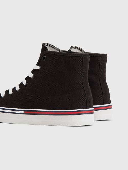 Tommy Hilfiger Essential High-Top Kanvas Spor Ayakkabı Kadın Siyah | TH984VJS