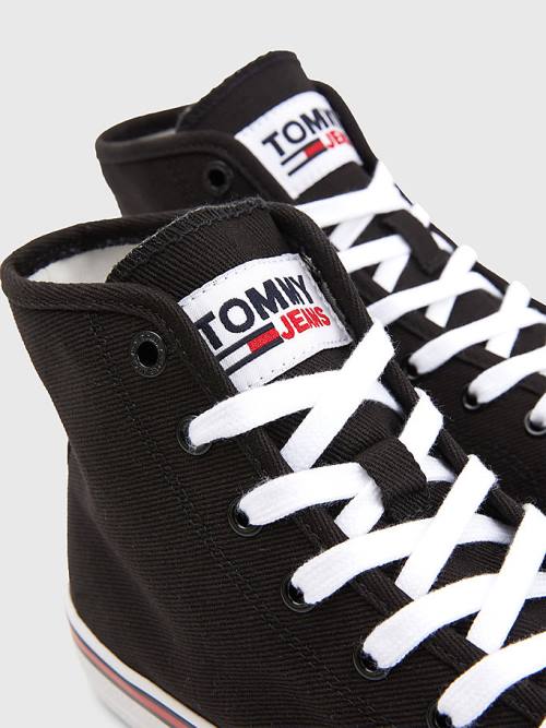 Tommy Hilfiger Essential High-Top Kanvas Spor Ayakkabı Kadın Siyah | TH984VJS