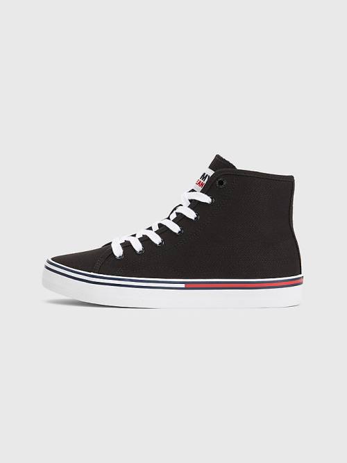 Tommy Hilfiger Essential High-Top Kanvas Spor Ayakkabı Kadın Siyah | TH984VJS