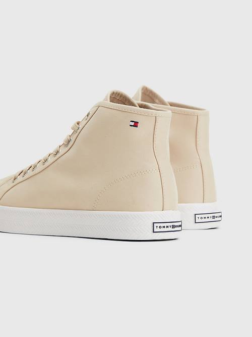 Tommy Hilfiger Essential High-Top Spor Ayakkabı Kadın Bej Rengi | TH214OMN