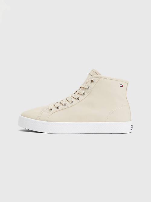 Tommy Hilfiger Essential High-Top Spor Ayakkabı Kadın Bej Rengi | TH214OMN