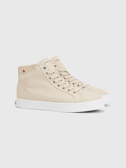 Tommy Hilfiger Essential High-Top Spor Ayakkabı Kadın Bej Rengi | TH214OMN