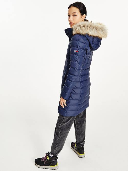 Tommy Hilfiger Essential Kukuletalı Down Coat Ceket Kadın Mavi | TH372RHL