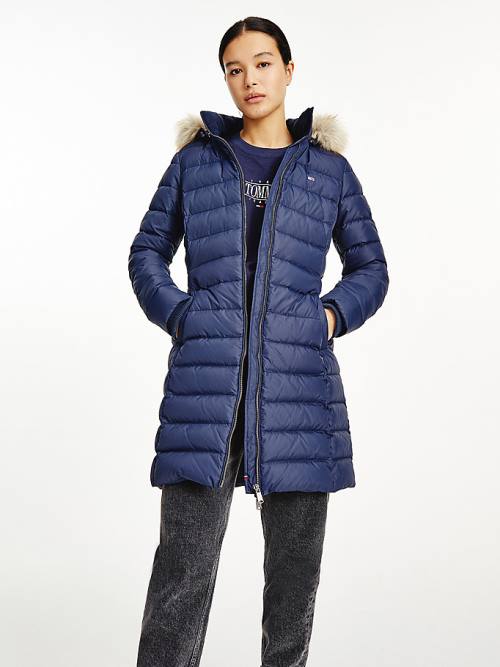 Tommy Hilfiger Essential Kukuletalı Down Coat Ceket Kadın Mavi | TH372RHL