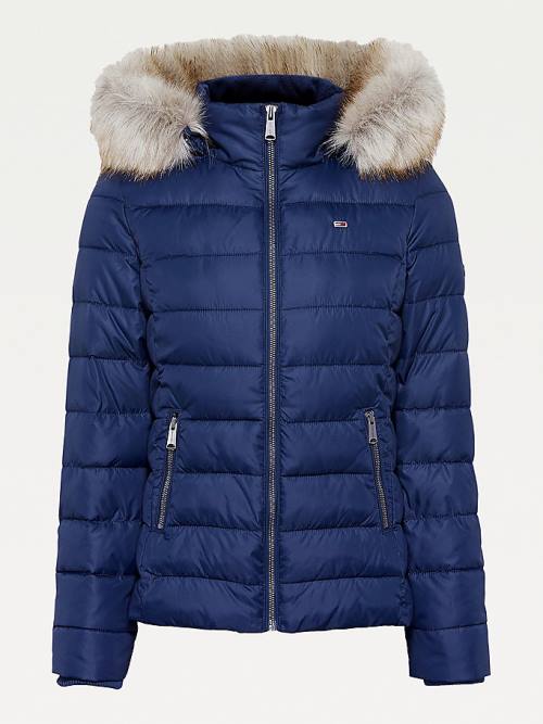 Tommy Hilfiger Essential Kukuletalı Padded Ceket Kadın Mavi | TH840TIC