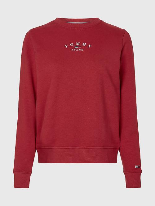 Tommy Hilfiger Essential Logo Crew Neck Sweatshirt Kadın Kırmızı | TH127BLN