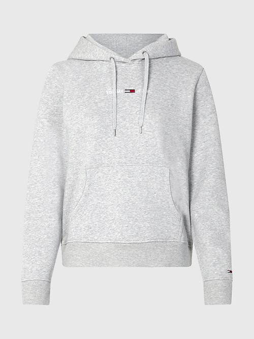 Tommy Hilfiger Essential Logo Kapüşonlu Sweatshirt Kadın Gri | TH048KMG