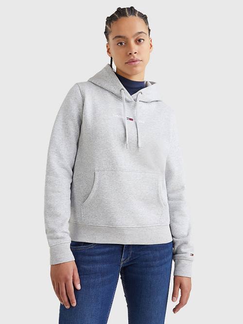 Tommy Hilfiger Essential Logo Kapüşonlu Sweatshirt Kadın Gri | TH048KMG