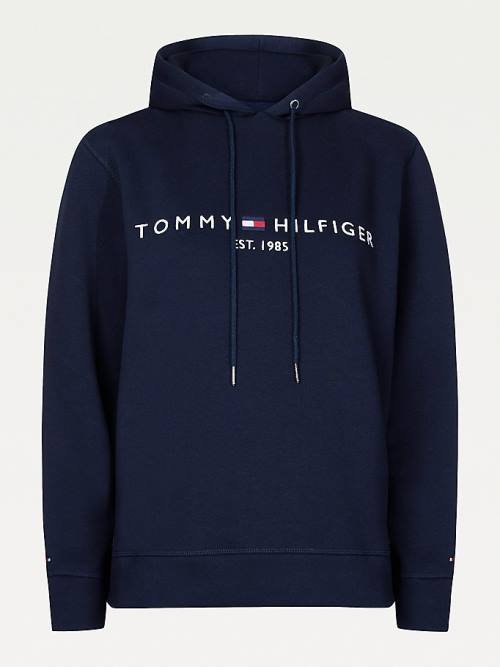 Tommy Hilfiger Essential Logo Kapüşonlu Sweatshirt Kadın Mavi | TH079VOL