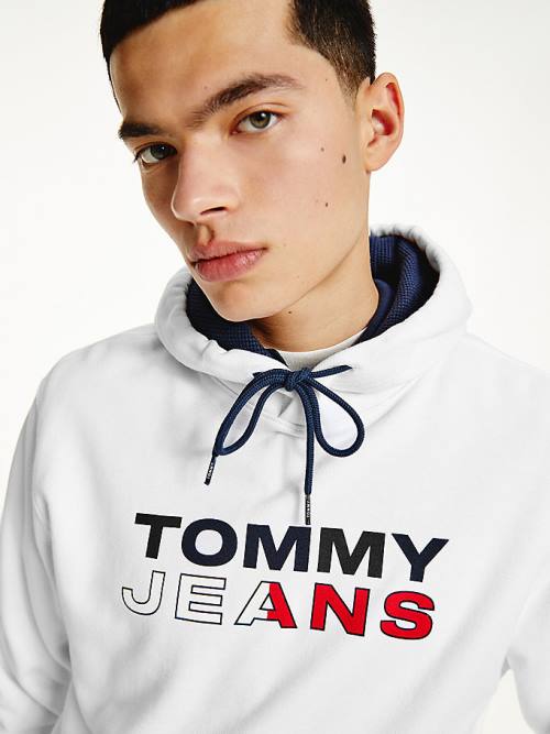 Tommy Hilfiger Essential Logo Kapüşonlu Sweatshirt Erkek Beyaz | TH310XMZ