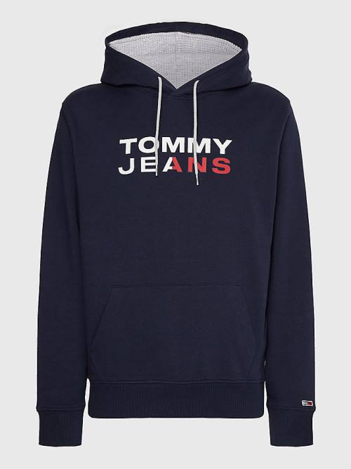 Tommy Hilfiger Essential Logo Kapüşonlu Sweatshirt Erkek Mavi | TH360EXB