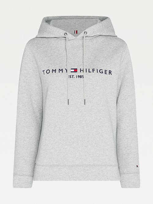 Tommy Hilfiger Essential Logo Kapüşonlu Sweatshirt Kadın Gri | TH360GTB