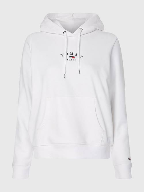 Tommy Hilfiger Essential Logo Kapüşonlu Sweatshirt Kadın Beyaz | TH387EPD