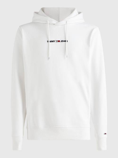 Tommy Hilfiger Essential Logo Kapüşonlu Sweatshirt Erkek Beyaz | TH503YNC