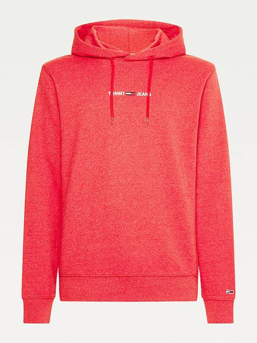 Tommy Hilfiger Essential Logo Kapüşonlu Sweatshirt Erkek Kırmızı | TH586SAR