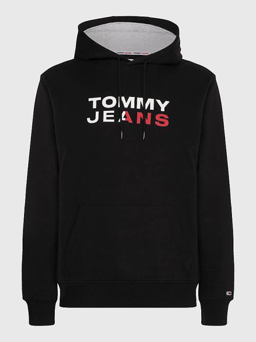 Tommy Hilfiger Essential Logo Kapüşonlu Sweatshirt Erkek Siyah | TH782PWV