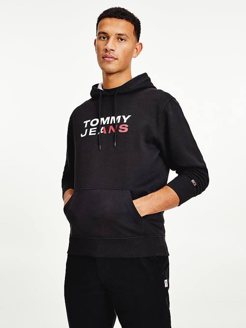 Tommy Hilfiger Essential Logo Kapüşonlu Sweatshirt Erkek Siyah | TH782PWV