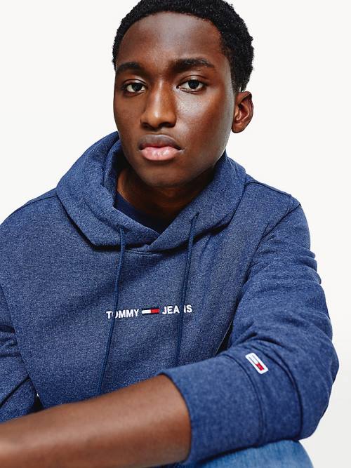 Tommy Hilfiger Essential Logo Kapüşonlu Sweatshirt Erkek Mavi | TH854CWD