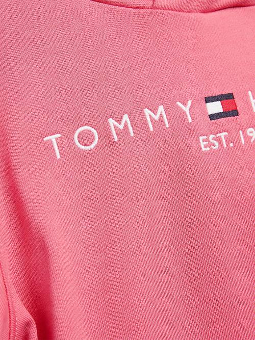 Tommy Hilfiger Essential Logo Kapüşonlu Sweatshirt Erkek Çocuk Kırmızı | TH902YFJ