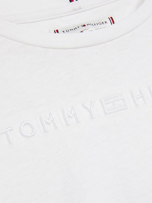 Tommy Hilfiger Essential Logo Long Sleeve Tişört Kiz Çocuk Beyaz | TH168PQC