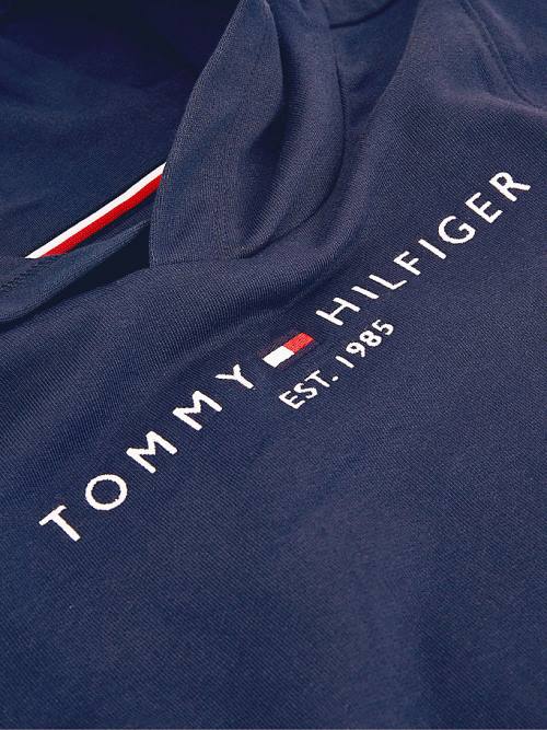 Tommy Hilfiger Essential Logo Organic Pamuklu Kapüşonlu Sweatshirt Kiz Çocuk Mavi | TH159DCW