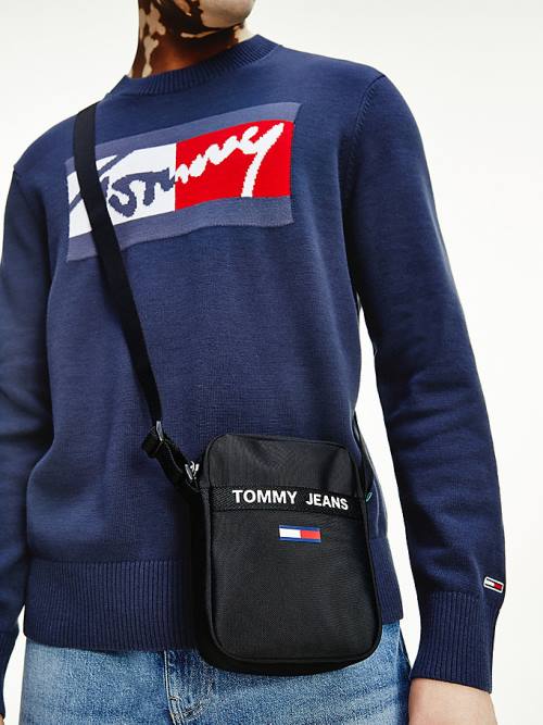 Tommy Hilfiger Essential Logo Reporter Çanta Erkek Siyah | TH027PGD