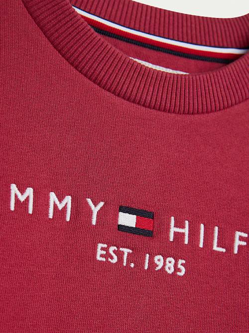 Tommy Hilfiger Essential Logo Sweatshirt Erkek Çocuk Kırmızı | TH084EGM