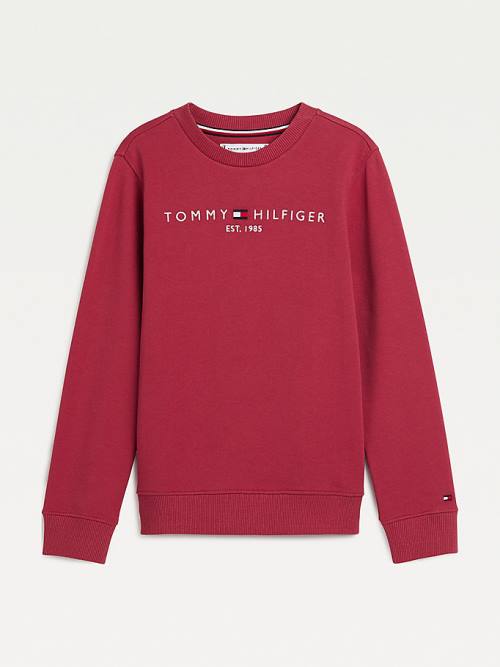 Tommy Hilfiger Essential Logo Sweatshirt Erkek Çocuk Kırmızı | TH084EGM