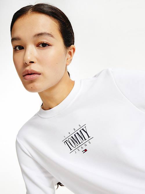 Tommy Hilfiger Essential Logo Sweatshirt Kadın Beyaz | TH238UVS