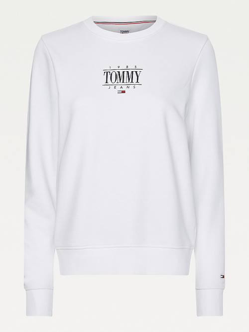 Tommy Hilfiger Essential Logo Sweatshirt Kadın Beyaz | TH238UVS