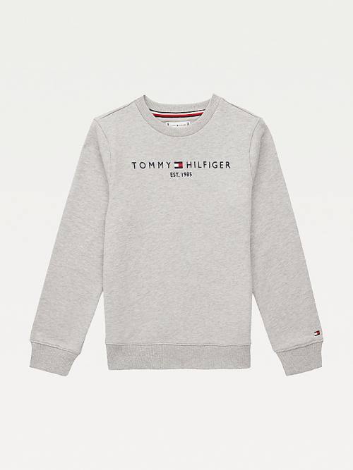 Tommy Hilfiger Essential Logo Sweatshirt Erkek Çocuk Gri | TH529ILP