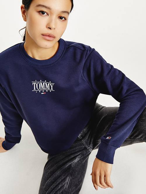 Tommy Hilfiger Essential Logo Sweatshirt Kadın Mavi | TH981NYB