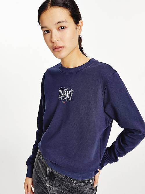 Tommy Hilfiger Essential Logo Sweatshirt Kadın Mavi | TH981NYB