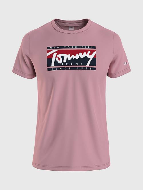 Tommy Hilfiger Essential Logo Tişört Erkek Pembe | TH784ZCX