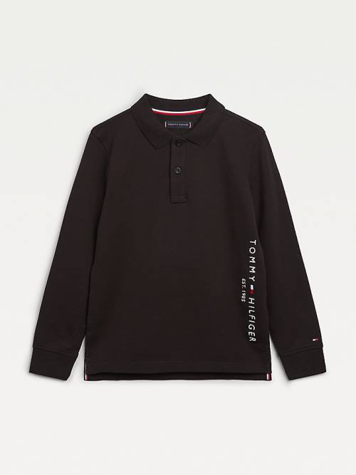 Tommy Hilfiger Essential Long Sleeve Polo Tişört Erkek Çocuk Siyah | TH394GTN