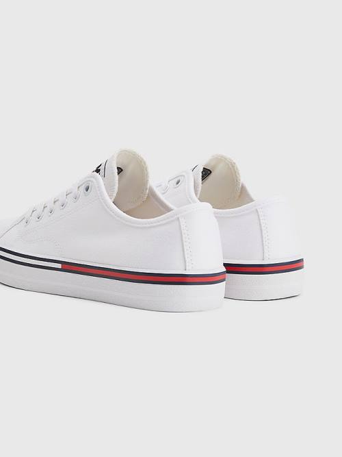 Tommy Hilfiger Essential Low-Top Kanvas Spor Ayakkabı Kadın Beyaz | TH659WYE