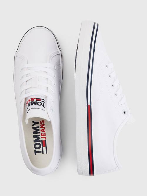 Tommy Hilfiger Essential Low-Top Kanvas Spor Ayakkabı Kadın Beyaz | TH659WYE