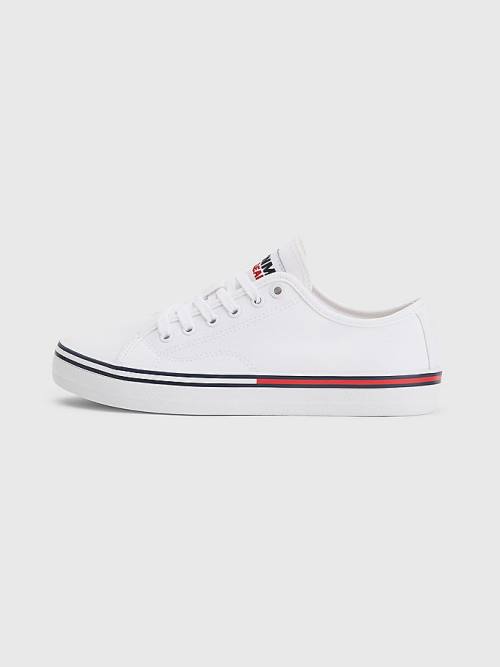 Tommy Hilfiger Essential Low-Top Kanvas Spor Ayakkabı Kadın Beyaz | TH659WYE