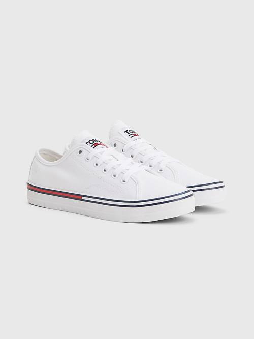 Tommy Hilfiger Essential Low-Top Kanvas Spor Ayakkabı Kadın Beyaz | TH659WYE