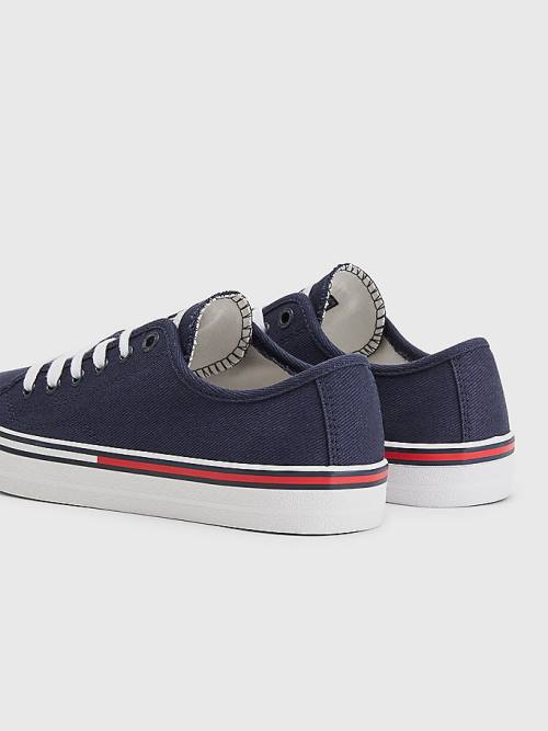 Tommy Hilfiger Essential Low-Top Kanvas Spor Ayakkabı Kadın Mavi | TH763PDV