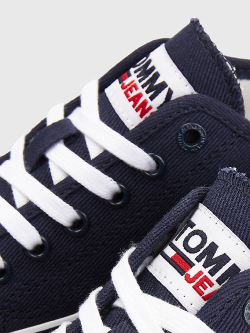 Tommy Hilfiger Essential Low-Top Kanvas Spor Ayakkabı Kadın Mavi | TH763PDV