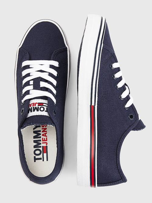 Tommy Hilfiger Essential Low-Top Kanvas Spor Ayakkabı Kadın Mavi | TH763PDV