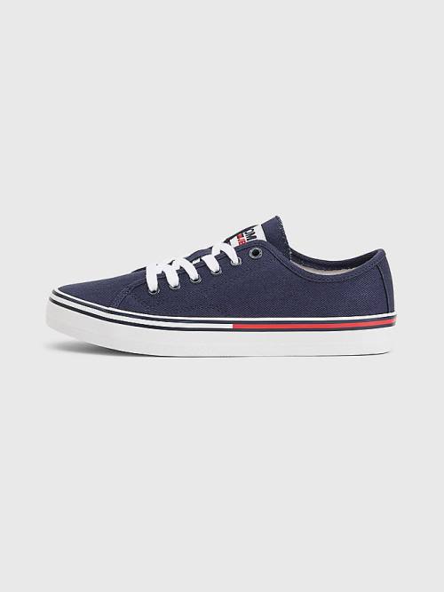 Tommy Hilfiger Essential Low-Top Kanvas Spor Ayakkabı Kadın Mavi | TH763PDV