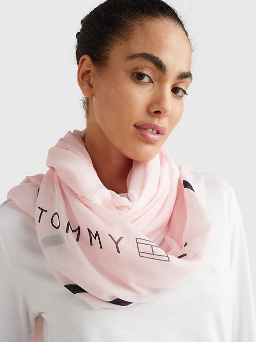 Tommy Hilfiger Essential Modal Logo Fular Kadın Pembe | TH582DEH