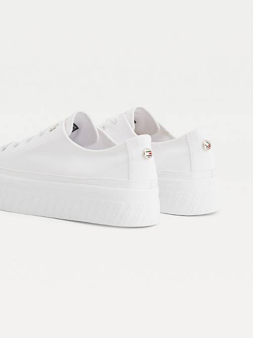 Tommy Hilfiger Essential Monochrome Vulcanised Flatform Spor Ayakkabı Kadın Beyaz | TH130WST