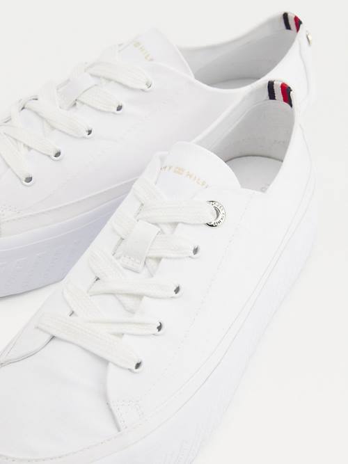 Tommy Hilfiger Essential Monochrome Vulcanised Flatform Spor Ayakkabı Kadın Beyaz | TH130WST