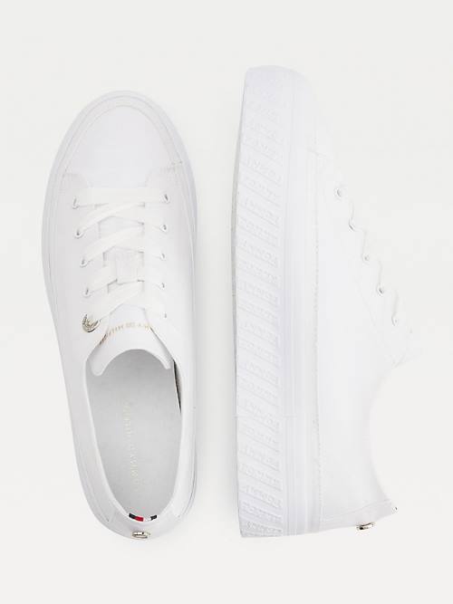 Tommy Hilfiger Essential Monochrome Vulcanised Flatform Spor Ayakkabı Kadın Beyaz | TH130WST